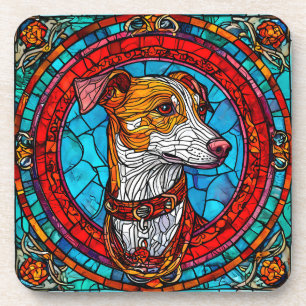Porta-copo Arte em Vidro Pintado de Cachorro