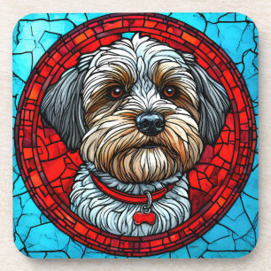 Porta-copo Arte em Vidro Pintado de Cachorro
