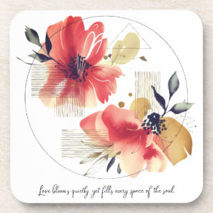 Porta-copo Arte Floral Abstrata Elegante com Acentos Dourados