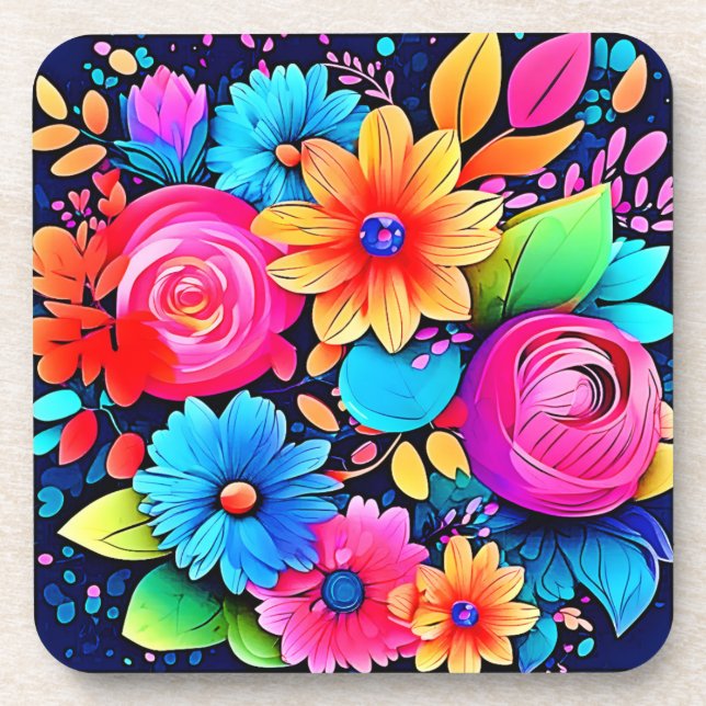 Porta-copo Arte Floral Vibrante (Frente)