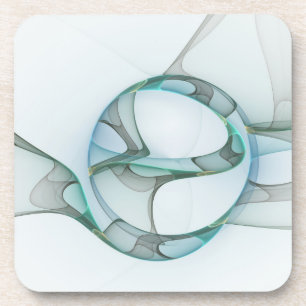 Porta-copo Arte Fracional Abstrata Moderna Azul Turquesa Cinz