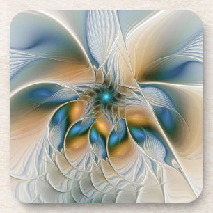 Porta-copo Arte Fractal, Abstrato Fantasia, Com Azul