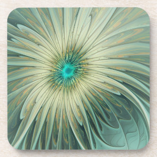 Porta-copo Arte Fractal de Flor de Fantasia em Verde Sage Abs