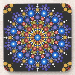 Porta-copo Arte Fractal Floral Dotada Retro Mandala