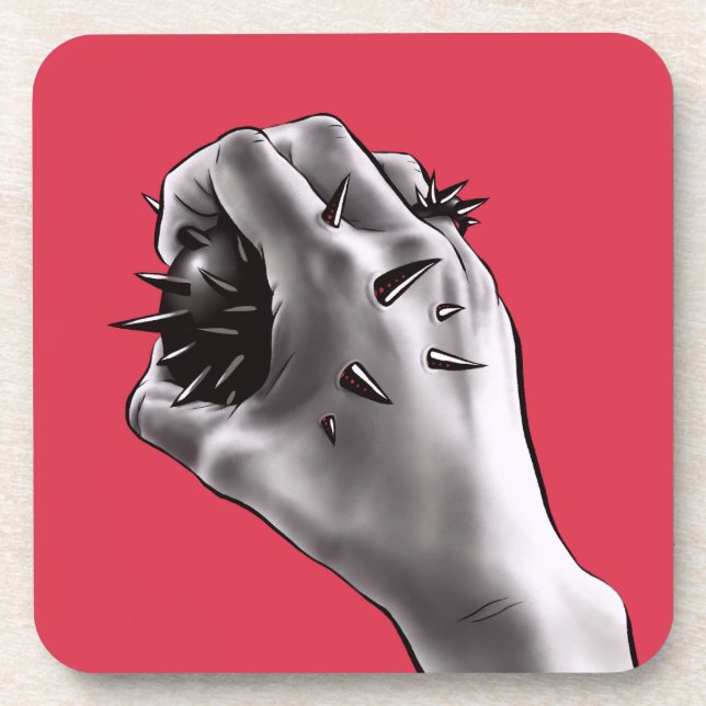 Porta-copo Arte gótico do horror - mão stabbed (Frente)