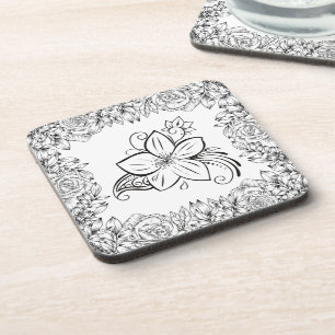 Porta-copo Arte Gráfica Monocromática, Flor Linda