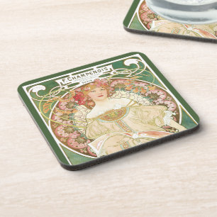 Porta-copo Arte Nova Antiga, Champenois por Alphonse Mucha