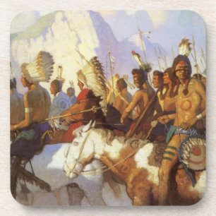 Porta-copo Arte Ocidental Vintage, Indian War Party por NC Wy