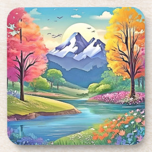 Porta-copo Arte paisagística do rio Montanha