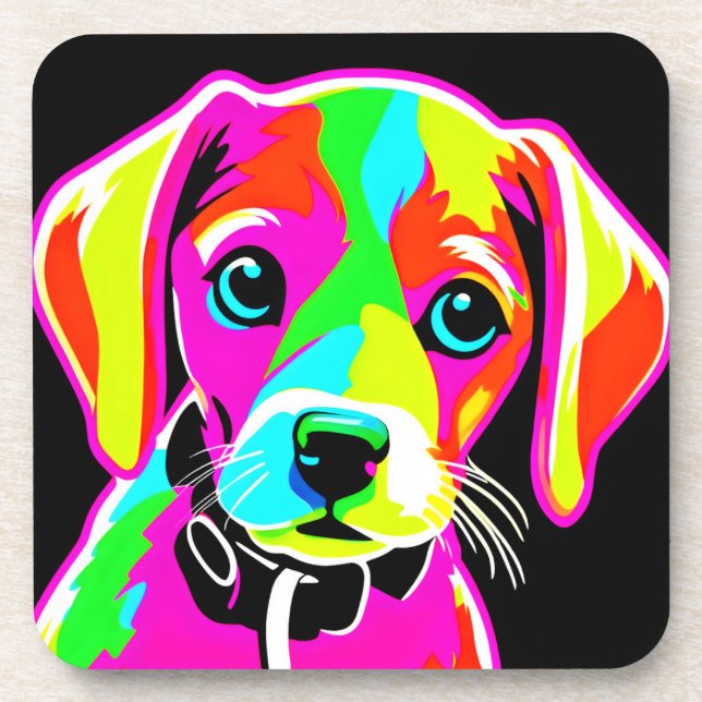 Porta-copo Arte Pop Neon Cachorrinho (Frente)
