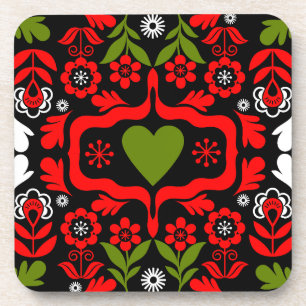 Porta-copo Arte popular de flores abstratas Boho
