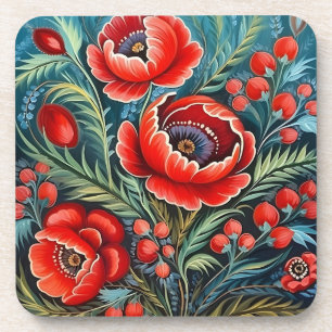 Porta-copo arte popular tradicional ucraniana de Petrikivka