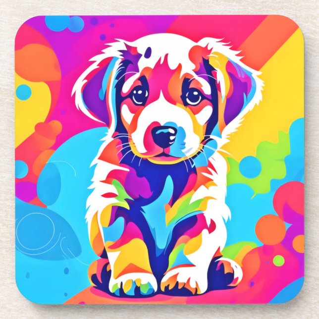 Porta-copo Arte "Puppy" vibrante (Frente)