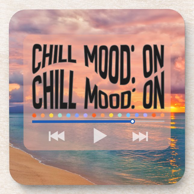 Porta-copo Arte Retro de Praia com Humor Relaxado (Frente)