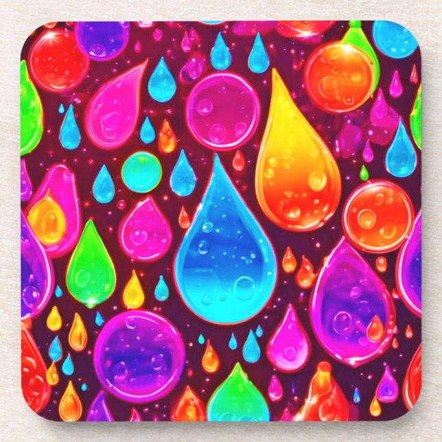 Porta-copo Arte sobre o Neon Raindrops Vibrant (Frente)