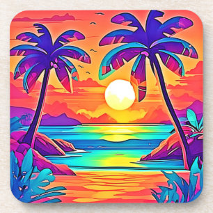 Porta-copo Arte solar tropical vibrante
