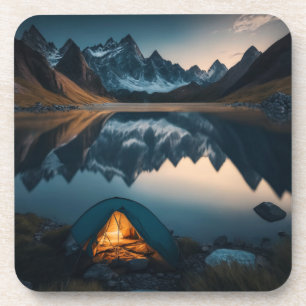 Porta-copo Arte Temática de Acampamento com Tenda, Montanhas