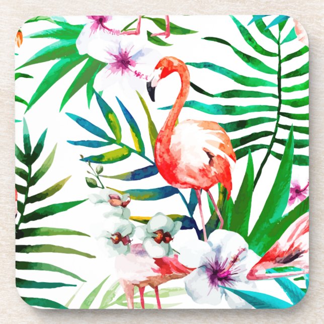 Porta-copo Arte tropical flamingo (Frente)