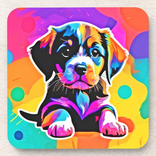 Porta-copo Arte Vibrante de Cachorrinho (Frente)