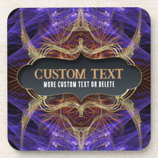 Porta-copo Artéria Fractal Dourada Roxa com texto personaliza