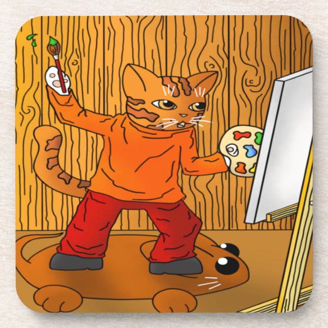 Porta-copo Artista Painter Cat (Frente)