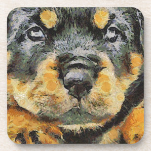 Porta-copo Artístico Rottweiler Puppy Retrato
