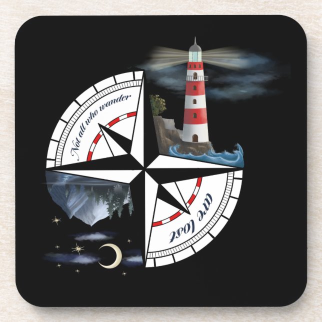 Porta-copo Artsy Compas com Paisagens Pintadas e Citação (Frente)