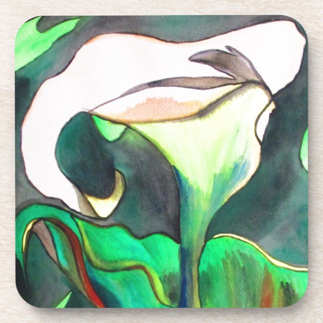 Porta-copo Arum Lily — pintura original de aquarela (Frente)