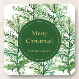 Porta-copo Árvore de Aquarela de Natal Merry personalizada