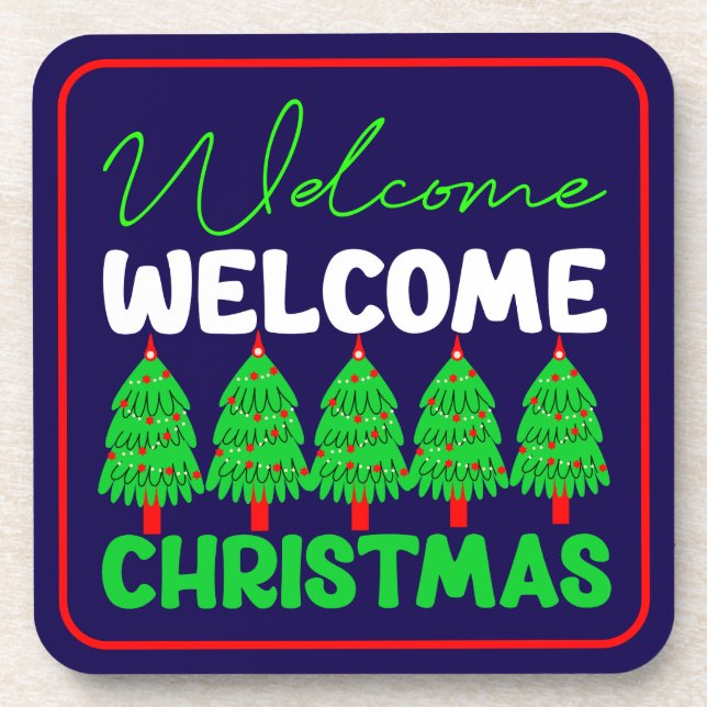 Porta-copo Árvore de Natal Bem-vindo Design de Feriado-85600 (Frente)