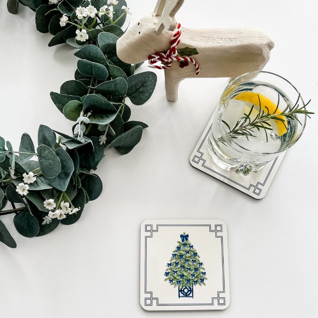 Porta-copo Árvore de Natal Chinoiserie (Chinoiserie Christmas Tree Drink Coaster)