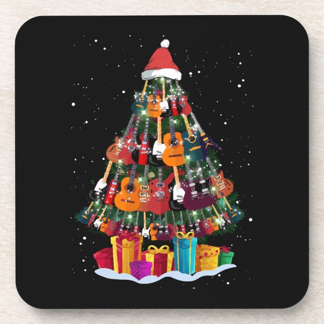 Porta-copo Árvore de Natal de Guitarra Divertida (Frente)