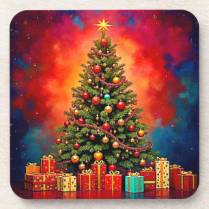 Porta-copo Árvore de Natal e Presentes Festivos Arte