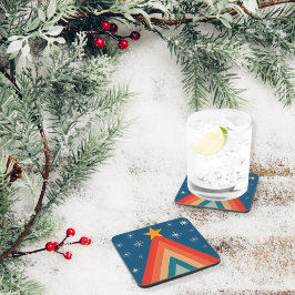 Porta-copo Árvore de Natal Minimalista Vermelho e Azul