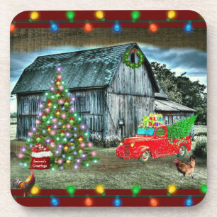 Porta-copo Árvore de Natal Russo do Barn de Natal na Fazenda
