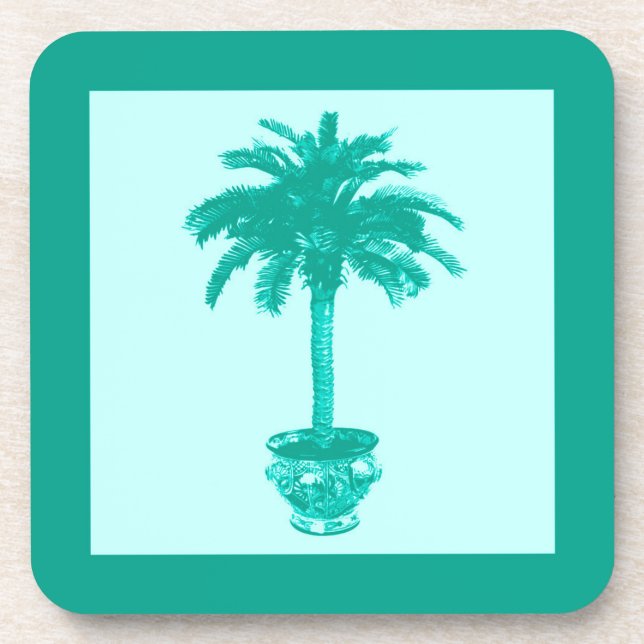 Porta-copo Árvore de Palma Potada - turquesa e aqua (Frente)