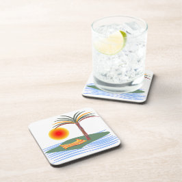 Porta-copo Árvore Tropical Brilhante, Sol e Ondas