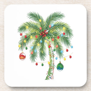 Porta-copo Árvore tropical de palma de Natal com luzes e orna