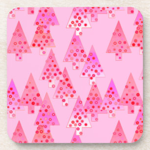 Porta-copo Árvores de Natal de flores modernas - rosa pastel