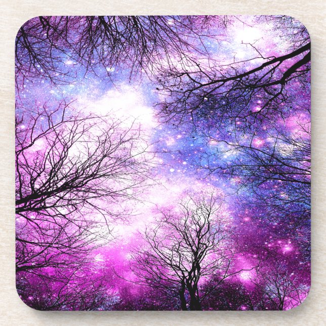 Porta-copo Árvores Negras Fuchsia - Espaço Violeta (Frente)