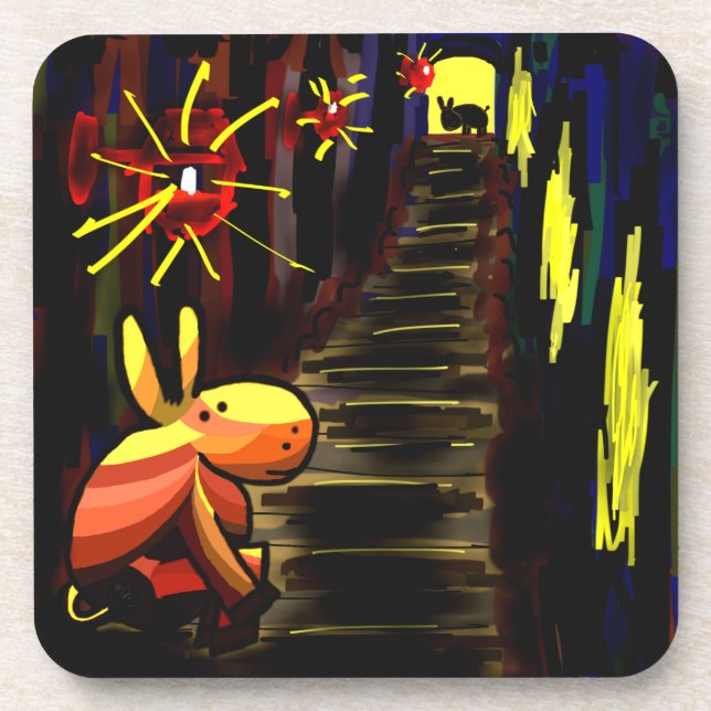 Porta-copo asno no beco sob o lamplight (Frente)