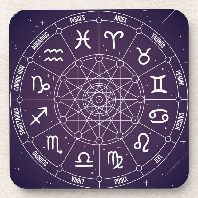 Porta-copo Astrologia moderna Roda Zodiac presente (Frente)
