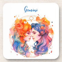 Astrologia zodiac de Gemini em aquarela