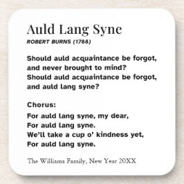 Porta-copo Auld Lang Syne Lyrics New Year's Eve Personalized