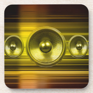 Porta-copo Auto-falantes de música com listras de luz dourad