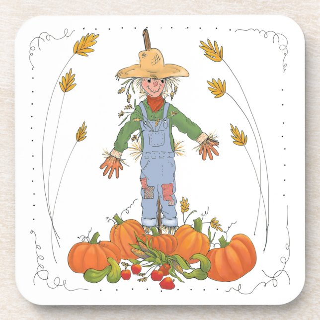 Porta-copo Autumn Harvest Scarecrow em Pumpkin Patch (Frente)