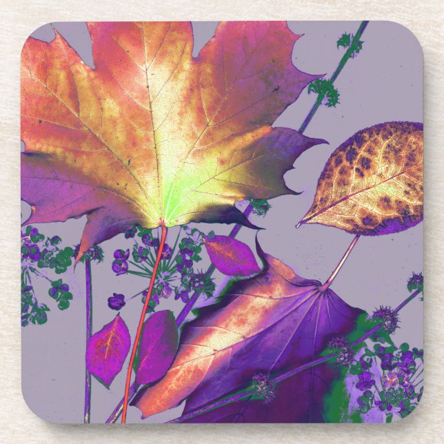 Porta-copo Autumn Leaves em Lilac (Frente)