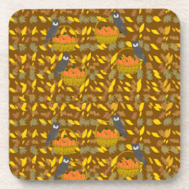 Porta-copo Autumn Owl Pumpkin Pattern Plastic Coaster	