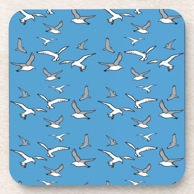 Porta-copo Aves Voadoras - Um bando de gaivotas (Frente)