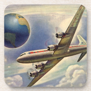 Porta-copo Avião do vintage que voa em todo o mundo nas